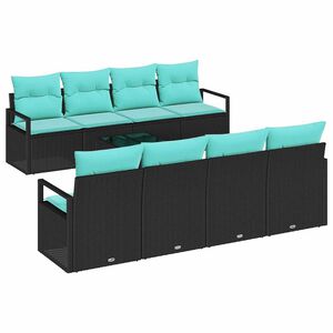 vidaXL Diivanikomplekt padjaga 7 pcs Must ja helesinine pol&uuml;rotang