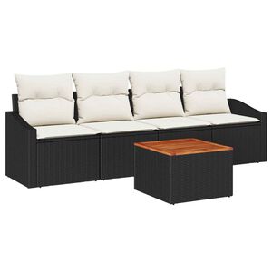 vidaXL Aia Diivanikomplekt padjaga 5 pcs Must pol&uuml;rotang