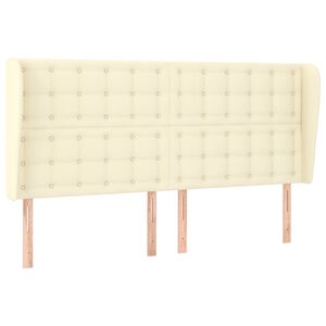 vidaXL voodipeats servadega, kreemjas, 183x23x118/128 cm, kunstnahk