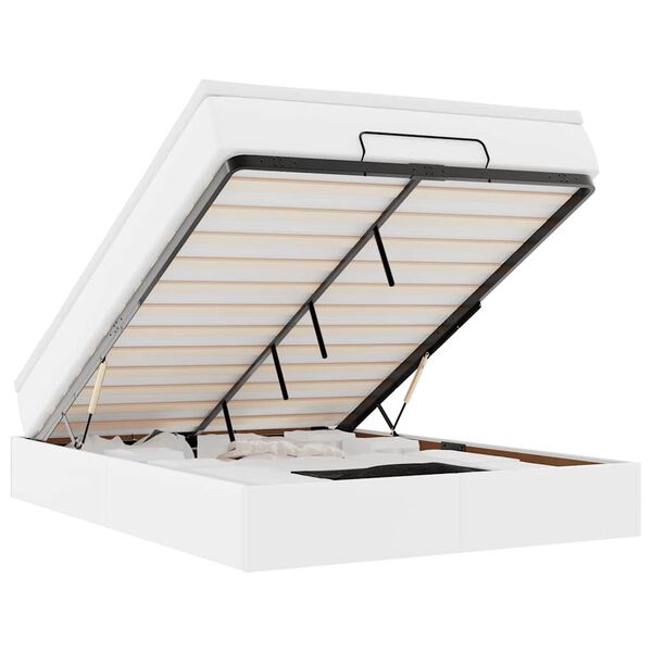 vidaXL Ottomani voodiraam madratsiga, valge, 140x200cm, kunstnahk