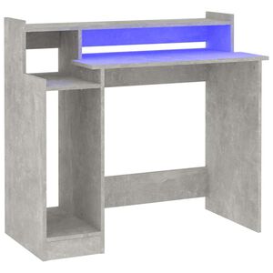 vidaXL kirjutuslaud LED-tuledega, betoonhall, 97x45x90 cm, tehispuit