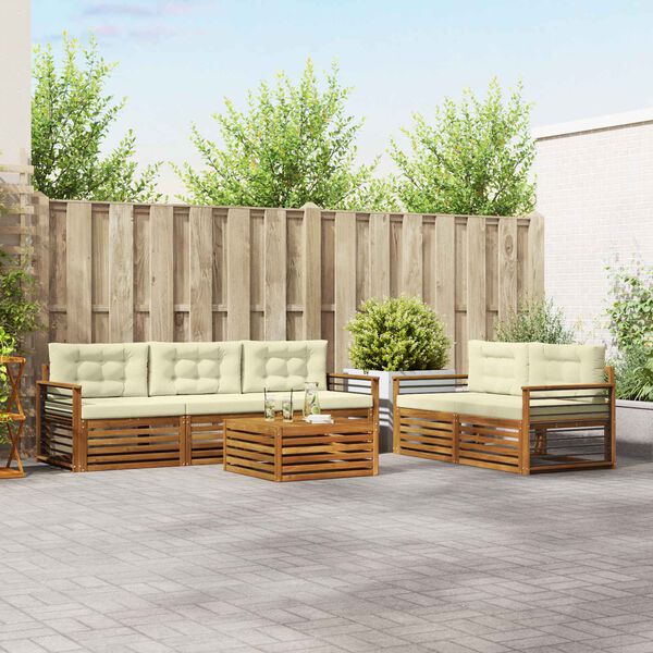 vidaXL V&auml;li diivanikomplekt padjaga 6 pcs Looduslik ja kreem