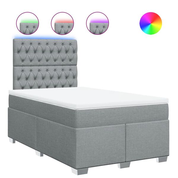 vidaXL kontinentaalvoodi madratsiga, helehall, 120x200 cm, kangas