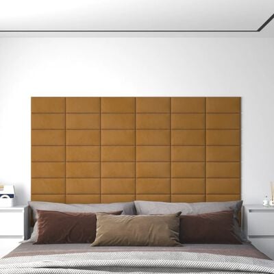 vidaXL seinapaneelid 12 tk, pruun, 30 x 15 cm, samet, 0,54 m²