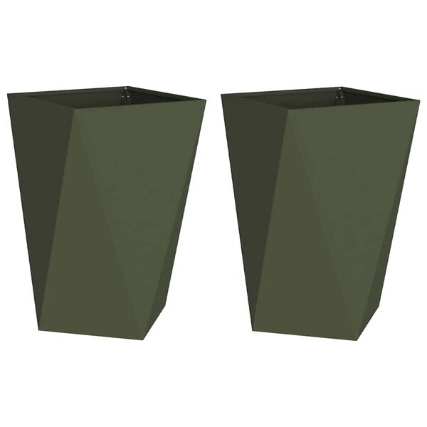 vidaXL Taimekast 2 pcs Küpset roheline 50 x 50 x 75 cm Teras