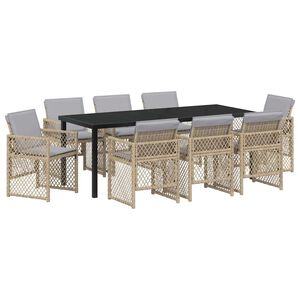 vidaXL Aia s&ouml;&ouml;gilaudade komplekt 9 pcs Beež pol&uuml;rotang
