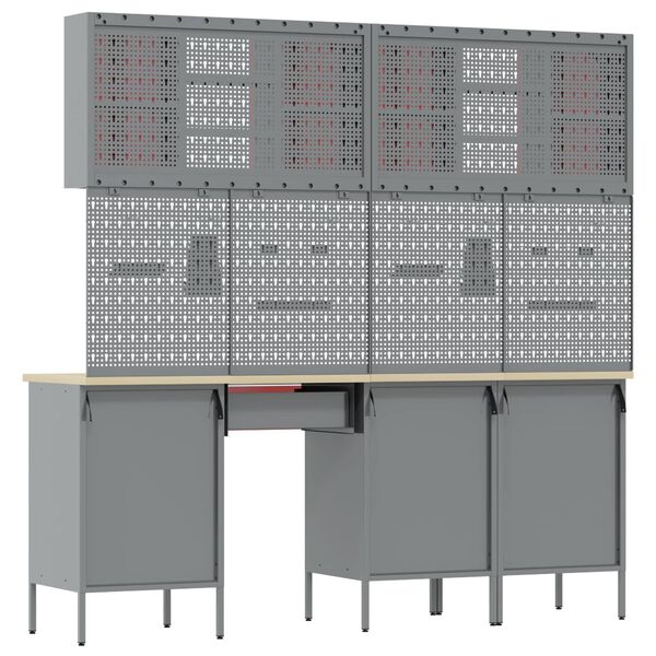 vidaXL T&ouml;&ouml;laud sahtliga lukuga 10 pcs Punane 200 x 55 x 200 cm Teras