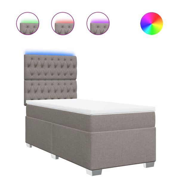 vidaXL kontinentaalvoodi madratsiga, pruunikashall, 90x190 cm, kangas