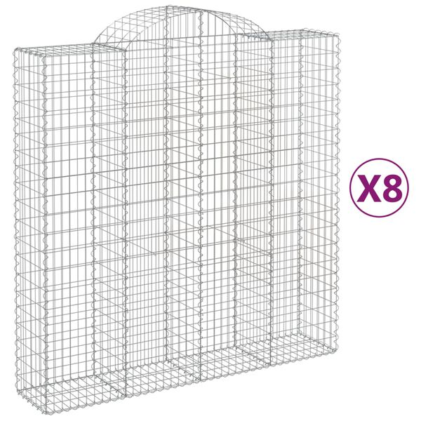 vidaXL kaarekujulised gabioonkorvid 8 tk, 200x50x200/220 cm, raud