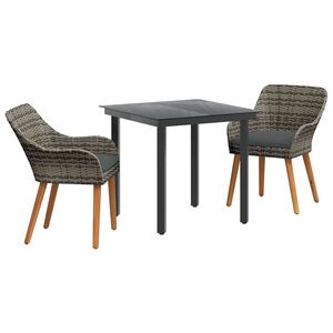 vidaXL Aia s&ouml;&ouml;gilaudade komplekt padjaga 3 pcs Hall pol&uuml;rotang