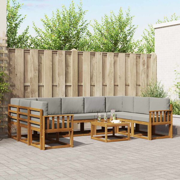 vidaXL V&auml;li diivanikomplekt padjaga 10 pcs Looduslik ja Hele Hall