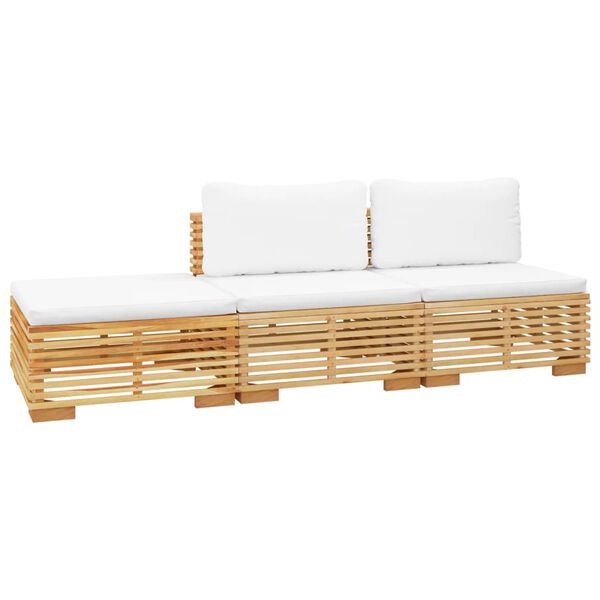 vidaXL 3-osaline aiadiivanikomplekt patjadega, tiikpuu