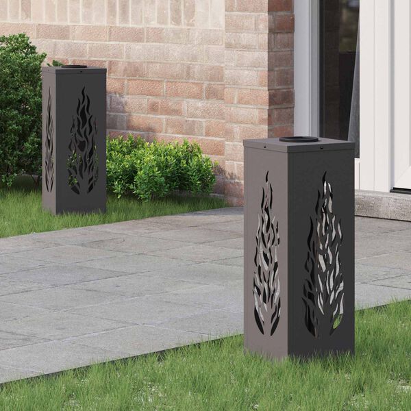 vidaXL P&auml;ikese LED k&auml;igutee tuli 2 pcs Must K&uuml;lmvaltsitud teras