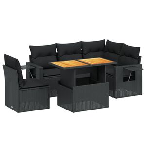 vidaXL 6-osaline aiadiivani komplekt patjadega, must, pol&uuml;rotang