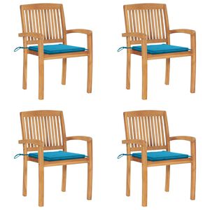 vidaXL virnastatavad patjadega aiatoolid, 4 tk, tiikpuit