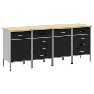 vidaXL T&ouml;&ouml;kapp sahtliga lukuga 4 pcs Must ja Hall 200 x 55 x 85 cm