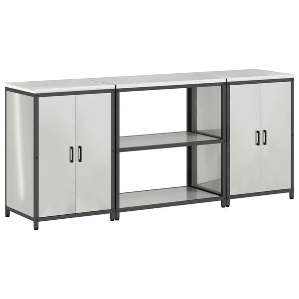 vidaXL K&ouml;&ouml;givarustus riiuliga ladustamisega 3 pcs H&otilde;bedane Tsinkteras