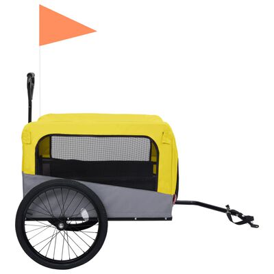 vidaXL kaks ühes lemmiklooma rattatreiler ja jooksukäru kollane, hall