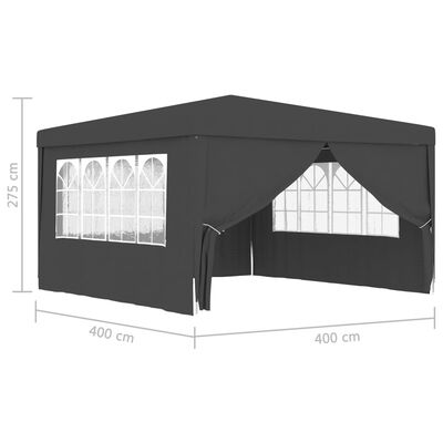 vidaXL professionaalne peotelk külgseintega, 4x4 m, antratsiit 90 g/m²