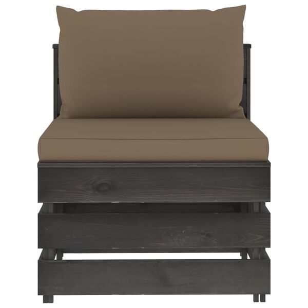 vidaXL keskmine diivan istmepatjadega, hall, immutatud puit