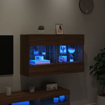 vidaXL teleri seinakapp LED-tuledega, pruun tamm, 98,5 x 30 x 60,5 cm