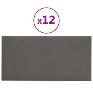 vidaXL seinapaneelid 12 tk, tumehall, 30 x 15 cm, samet, 0,54 m²