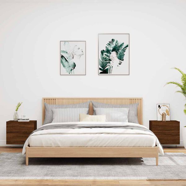 vidaXL seinale kinnitatavad öökapid LED-tuledega 2 tk, pruun tamm