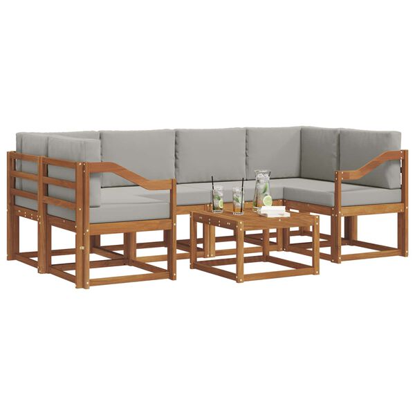 vidaXL V&auml;li diivanikomplekt padjaga 7 pcs Looduslik ja Hele Hall