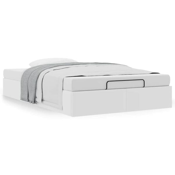vidaXL Ottomani voodiraam ilma madratsita, valge, 120x190cm, kunstnahk