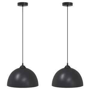 vidaXL rippvalgustid 2 tk, k&otilde;rgusega reguleeritavad, E27, mustad, &Oslash; 30 cm, metall