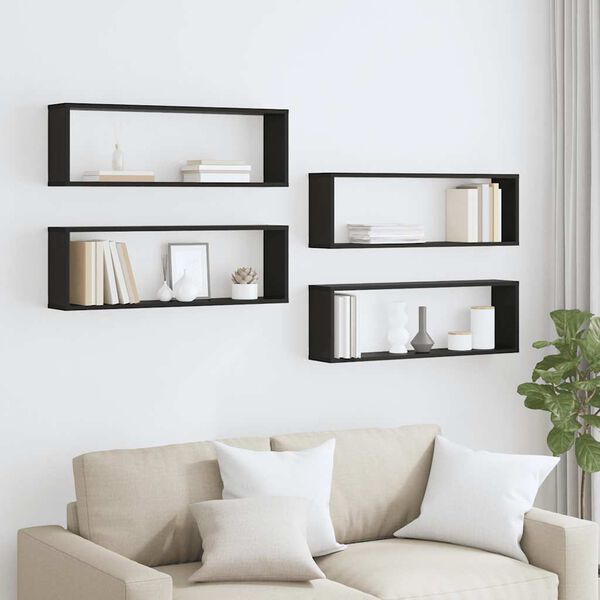 vidaXL kuubikukujulised seinariiulid 4 tk, must, 80 x 15 x 26,5 cm