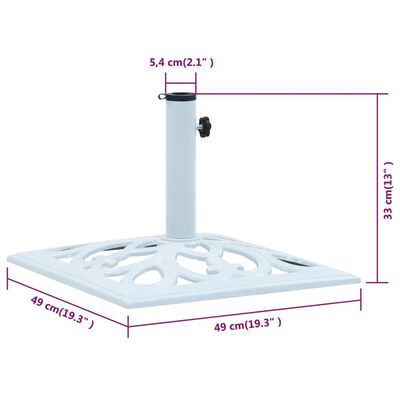 vidaXL päikesevarju alus, valge, 12 kg, 49 cm, malm