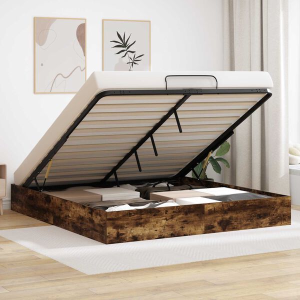 vidaXL Ottomani voodiraam Suitsetatud Tamm 203 x 160 x 25 cm