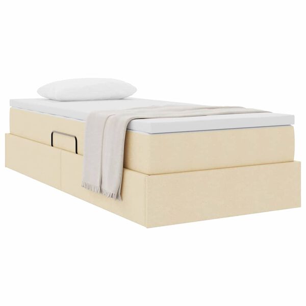 vidaXL Voodi hoiukohaga ja madratsiga cream 100 x 200 cm Pol&uuml;ester