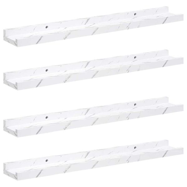 vidaXL Seinariiul riiuliga 4 pcs Valge Marmor 60 x 9 x 3 cm Tehispuit