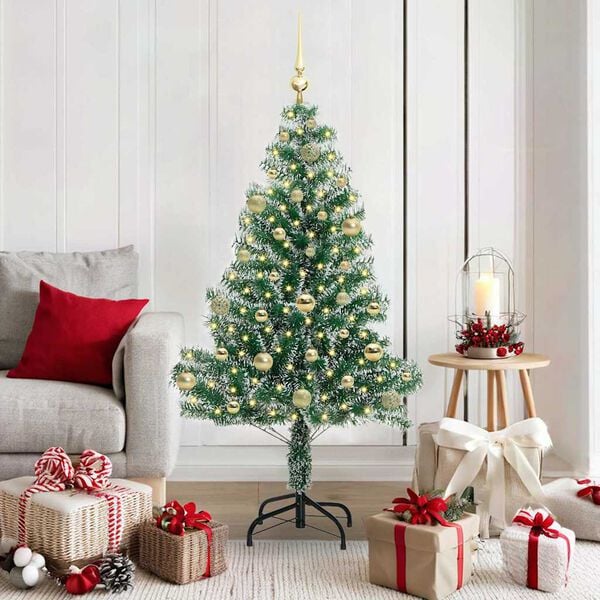 vidaXL Kunstlik j&otilde;ulupuu lumeja fluffiga koos LED-valgusega 150 cm