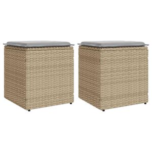 vidaXL Aiataburetid patjadega 2 tk Beež 40x40x43 cm pol&uuml;rotang