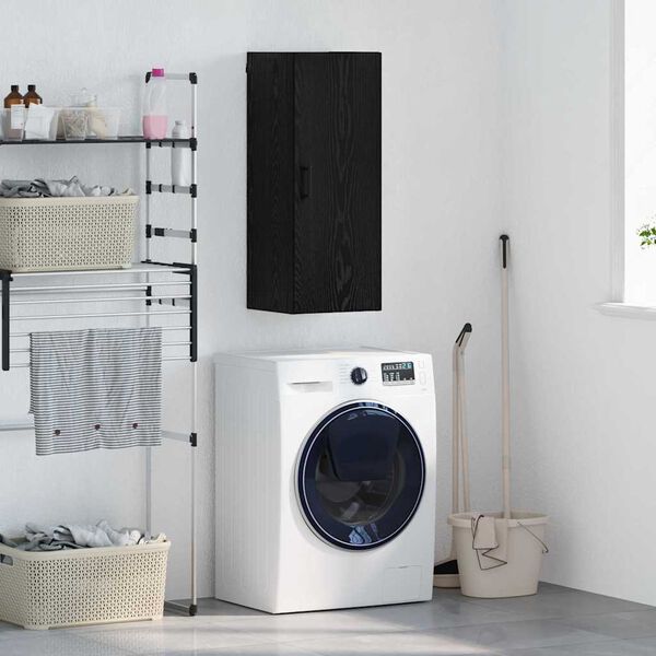 vidaXL Seinakapp Must tamm 34,5 x 34 x 90 cm Tehispuit