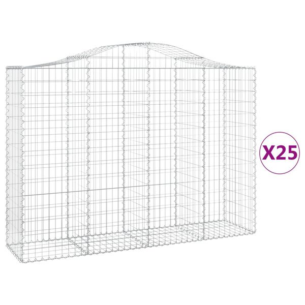 vidaXL kaarekujulised gabioonkorvid 25 tk, 200x50x140/160 cm, raud