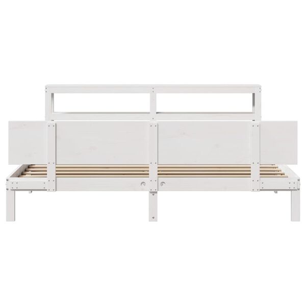 vidaXL voodiraam peatsiga ilma madratsita Valge 200x200 cm