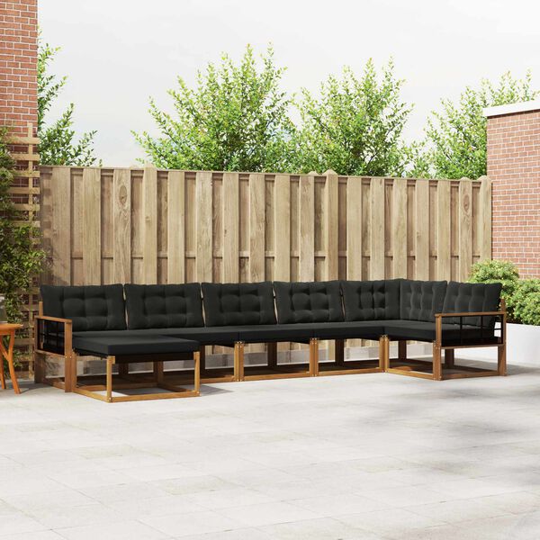 vidaXL V&auml;li diivanikomplekt 21 pcs Looduslik ja must Tugev akatsiapuu