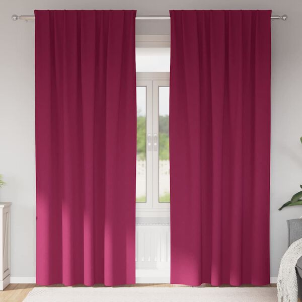 vidaXL Kardinad r&otilde;ngastega 2 pcs Veinpunane 245 x 140 cm Pol&uuml;ester