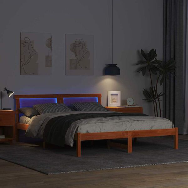 vidaXL Voodi raam peaga Vahapruun 160 x 200 cm Tahke m&auml;nd