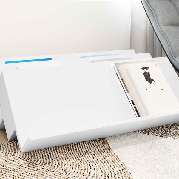 vidaXL Ajakirja riiul riiuliga Valge 90 x 53 x 28,5 cm Tehispuit