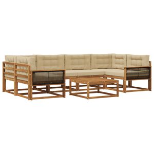 vidaXL V&auml;li diivanikomplekt padjaga 7 pcs Looduslik ja beež