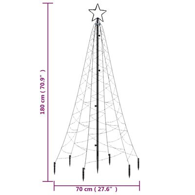 vidaXL jõulupuu vaiaga, külm valge, 200 LEDi, 180 cm