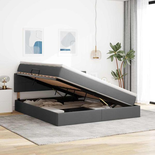 vidaXL Voodi hoiukohaga ja madratsiga Tumehall 160 x 200 cm Tehispuit