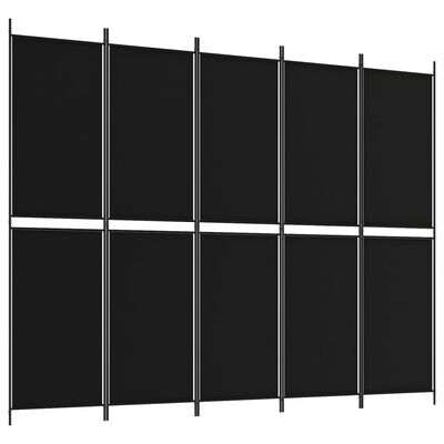 vidaXL 5 paneeliga ruumijagaja, must, 250x200 cm, kangas