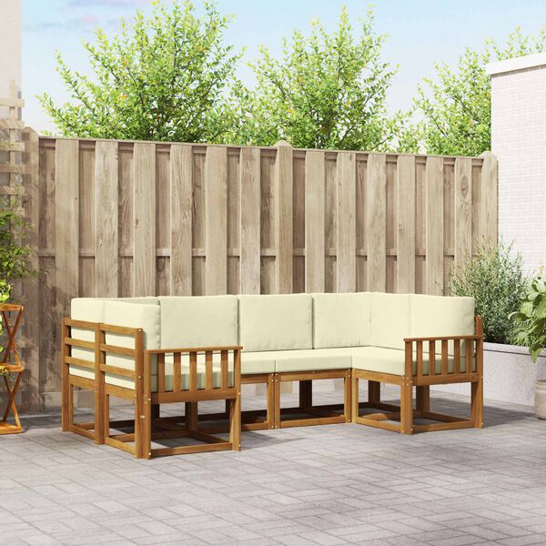 vidaXL V&auml;li diivanikomplekt padjaga 6 pcs Looduslik ja kreem