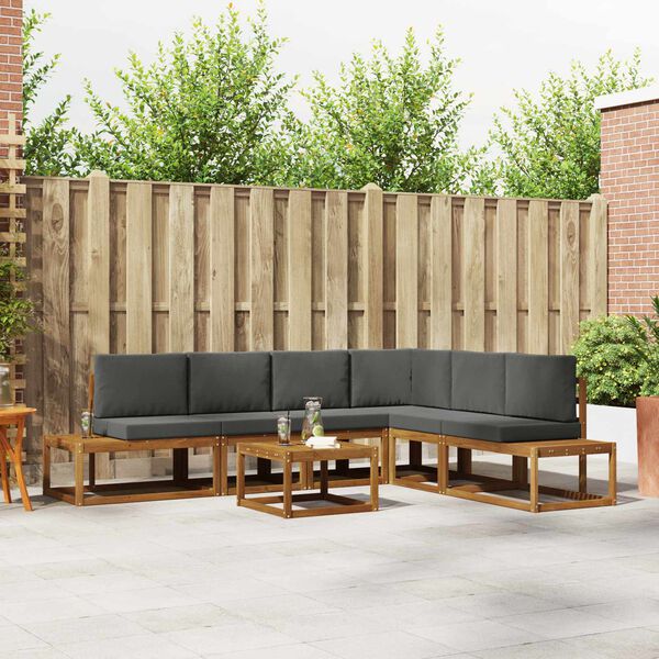 vidaXL V&auml;li diivanikomplekt padjaga 7 T&uuml;kk Looduslik ja antriit